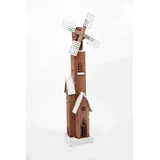 Spetebo LED Dekolicht Holz Windmühle 80 cm braun/weiß