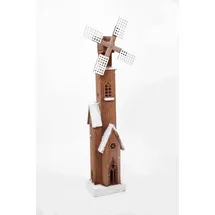 Spetebo LED Dekolicht Holz Windmühle 80 cm braun/weiß