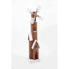 Spetebo LED Dekolicht Holz Windmühle 80 cm braun/weiß