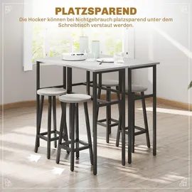 Homcom 2 Bartisch mit 4 Stühlen im Industrial Design Grau