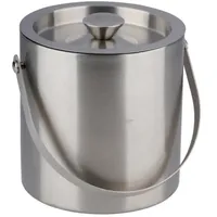 Alpina Eiseimer Edelstahl Ø15,5xH15,5 cm - Doppelt isolierter Eiskübel mit Deckel und Griff - 670g Eisbehälter für Party, Barbecue und Zuhause