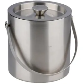 Alpina Eiseimer Edelstahl Ø15,5xH15,5 cm - Doppelt isolierter Eiskübel mit Deckel und Griff - 670g Eisbehälter für Party, Barbecue und Zuhause
