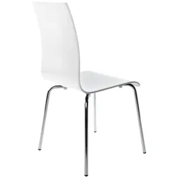 Kadima Design Konferenz Stuhl Ergonomisch für Praxis & Wartezimmer  Holzschale mit Chromgestell  Satinweiß  Belastbar 120 kg  Xilano kollektion