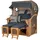 Mr. Deko Strandkorb Komplettset - bene living - Ammersee Teak - PE grau - Modell 593 - inkl. Liftersystem