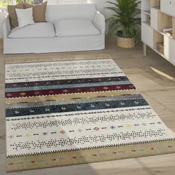 Teppich PACO HOME "Nomaden 815", beige, B:160cm H:16mm L:230cm, Polypropylen (PP), Teppiche, Kurzflor, Gabbeh Design, gestreift, ideal im Wohnzimmer & Schlafzimmer