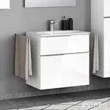 Evineo ineo4 Unterschrank B: 74 cm, 2 Auszüge, mit Griff, für Geberit Acanto Slim Waschtisch,, BE0226WH,