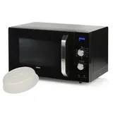 Domo 23L Mikrowelle 800 Watt 8 Kochprogramme & Timerfunktion mit Abdeckhaube - Schwarz