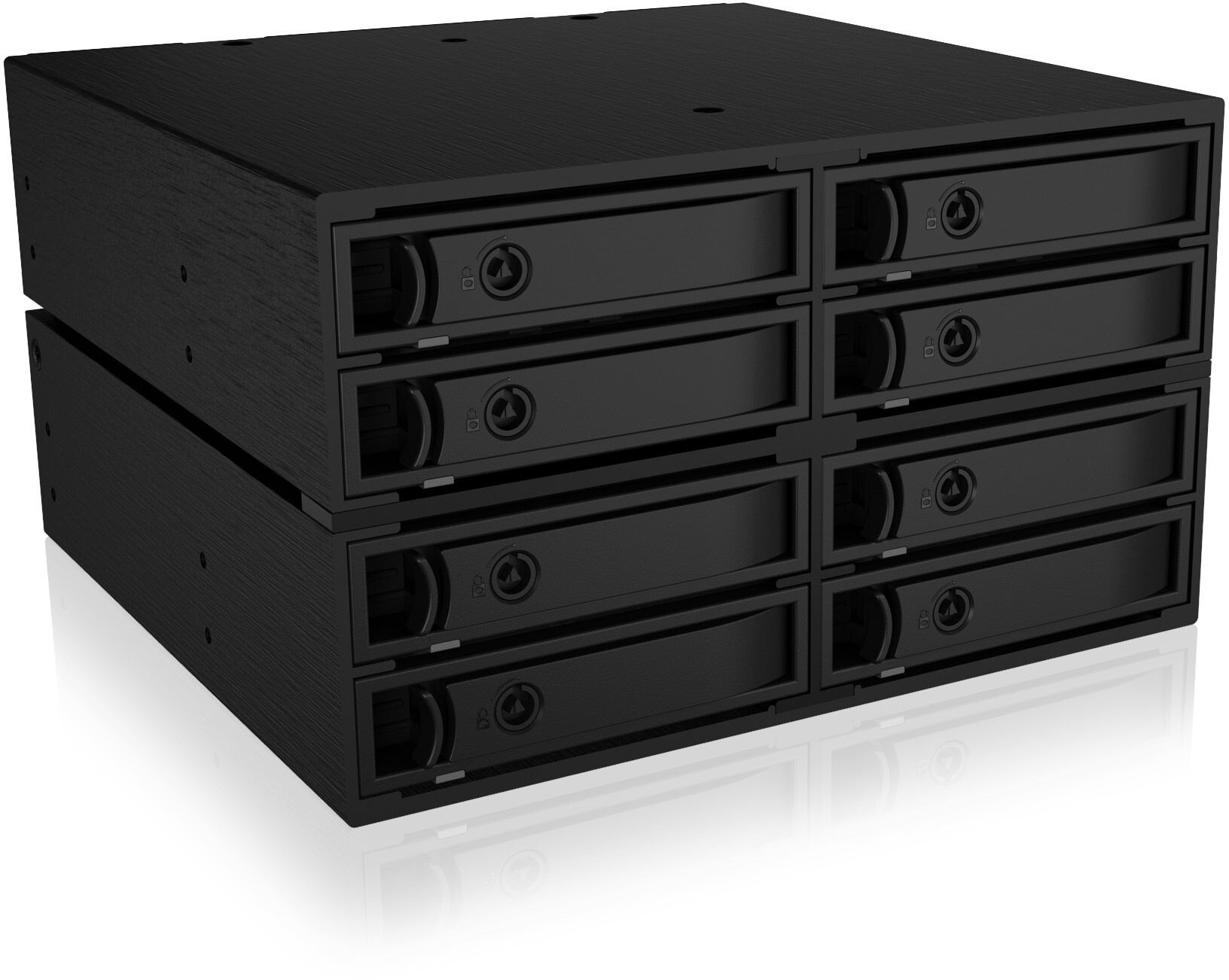 ICY BOX Backplane für 8x 2,5" SATA/SAS HDD/SSD in 2x 5,25" in 2x 5,25" Schacht - Zwei Lüfter 50x50 mm