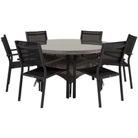 Volta Gartenset Tisch 150x150cm, 6 Stühle Copacabana, grau,schwarz.