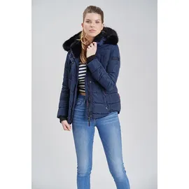 Marikoo Damen Designer Steppjacke Winter Jacke mit edler Kunstpelz Kapuze Lotusblüte