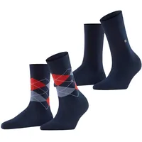 Burlington Damen Socken Everyday Mix Vorteilspack - Raute und Uni, One Size, 36-41 Marine