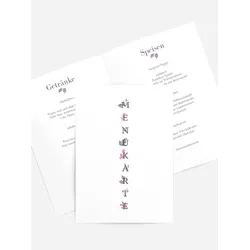 Menükarten Hochzeit selbst gestalten mit Spruch und Fotos im Onlinedesigner bei Meine-Kartenmanufaktur.de