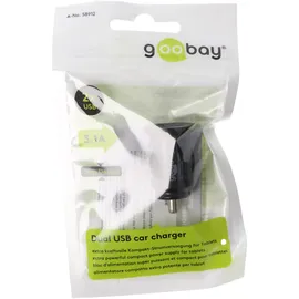 goobay Dual USB Auto Ladegerät 15,5W 12V/24V schwarz