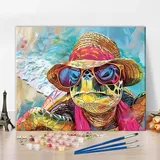 TISHIRON Malen nach Zahlen für Erwachsene, Meeresschildkrote Malen nach Zahlen, Meeresschildkrote Malen nach Zahlen Junior DIY Malen nach Zahlen für Erwachsene auf Leinwand Heimdekoration, 40x50cm