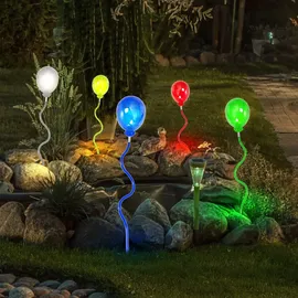 ETC Shop 9x LED Solarleuchten, 5x Luftballons bunt, 4x Stäbe klar