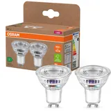 Osram Energy Class LED-Reflektor-Lampe PAR16 mit 2 W, 360 lm, warmweiß (2700 K) aus klarem bleifreiem Glas mit GU10 Sockel in der Energieeffizienzklasse A, 50 mm Durchmesser, IP20.
