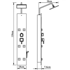 vidaXL Duschpaneel Glas 18x45,5x130 cm Schwarz