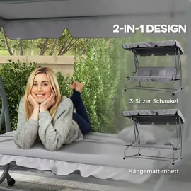 Outsunny Hollywoodschaukel Hellgrau 3-Sitzer