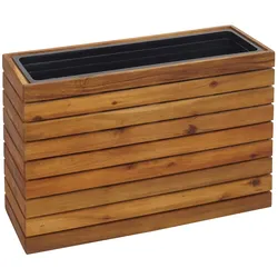Mendler Pflanzkasten HWC-L21, Pflanzkübel Blumentopf Hochbeet, eckig 41x63x23cm Outdoor Akazie Holz MVG-zertifiziert, braun