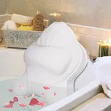 Poemland Extra Dickes großes Badewannenkissen mit Nacken, Rücken, Kopf Unterstützung für Badewanne, Spa, Eintauchen (Weiß, Extra groß)