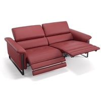 Sofanella 2-Sitzer Leder Palma, Relaxsofa, Designsofa, Designer Couch, Italienisches Sofa, 2er Sofa rot