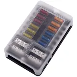 Offgridtec 12-Fach Sicherungshalter für KFZ Flachsicherung mit LED Anzeige