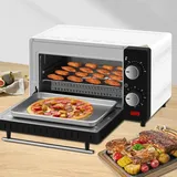 Woltu - Mini Backofen 10 Liter, 650 Watt Toasterofen Pizzaofen Krümelblech mit Timer Minibackofen für Pizza, Toast, Hot Dogs Weiß+Schwarz