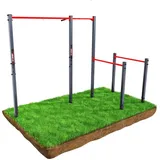 K-SPORT Stationäre Outdoor Klimmzugstange + Dip Station bis 150 kg belastbar dunkelgrau|ROT No Size