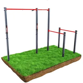 K-Sport Stationäre Outdoor Klimmzugstange + Dip Station bis 150 kg belastbar dunkelgrau|ROT No Size