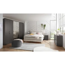 Set One by Musterring Boxspringbett "Baldwin", beige, B:202cm L:212cm, 100% Polyester, SET ONE BY MUSTERRING, Komplettbetten, Boxspringbett, Liegefläche 180 x 200 cm, Duo-Matratze, Kopfteil mit Steifensteppung