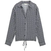 Tom Tailor Damen Bluse mit Kordelzug, schwarz, Gemustert, Gr.