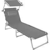 Tectake Gartenliege, 4-stufig mit Kopfpolster, 190 x 68 x 65 cm,