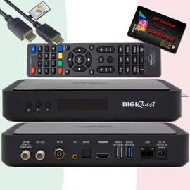 DIGIQuest TiVuSat Smartcard Schwarz + DIGIQuest Q99 4K UHD H.265 S2+T2 Combo Receiver - tivùsat zertifiziert (bereits aktiviert), HEVC HDR, Rai Mediaset LA7, PVR ready, LAN, inkl. HDMI Kabel