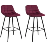 Woltu Barhocker 2er Set Samt Metall 2er Set Bordeaux