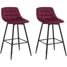 Woltu Barhocker 2er Set Samt Metall 2er Set Bordeaux