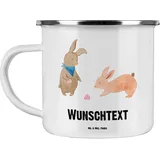 Mr. & Mrs. Panda Personalisierte Emaille Tasse Hasen Muschel - Personalisierte Geschenke, Ferien, Urlaub, Emaille Tasse mit Namen, tasse mit namen,