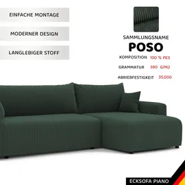 idohome Ecksofa Polyester 3-Sitzer Grün