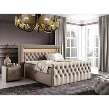 Fun Möbel Boxspringbett Schlafzimmerbett SEVRA Nr.1 140x200cm in Elisa Velvet Beige - Beige
