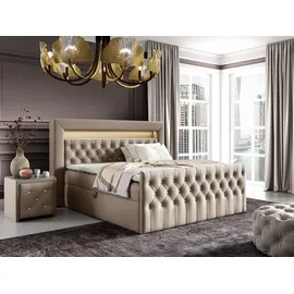 Fun Möbel Boxspringbett Schlafzimmerbett SEVRA Nr.1 140x200cm in Elisa Velvet Beige - Beige