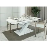 Ausziehbarer Esstisch PEPAX - weißer Marmor / weiß - Weiß