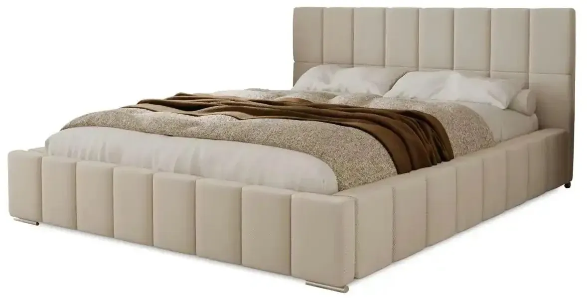 Polsterbett mit Stauraum   ¦ beige ¦ Maße (cm): B: 155 H: 100