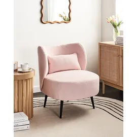 Beliani Sessel OTSBY Bouclé 60 x 76 x 55 cm Pastellrosa mit Kissen