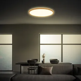 Briloner LED Deckenlampe 3-flg. rund Holzrahmen Ø42 cm