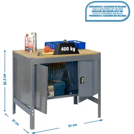 Proregal Werkbank Metall 90x84x61 cm grau