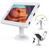 Beelta Kiosk Tablet Ständer Kompatibel mit 10.2 inch iPad 7th/8th/9th Genetation, Business Desktop POS Tablet Ständer, Anti Theft Einzelhandel Tablet Ständer, Tilting 180°for Store Cashier,Metall,Weiß