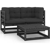 vidaXL 3-tlg. Garten-Lounge-Set mit Kissen Massivholz Kiefer