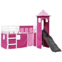 vidaXL Kinderhochbett mit Turm Rosa 90x200 cm Massivholz Kiefer