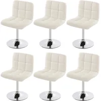 Mendler 6er-Set Esszimmerstuhl Drehstuhl Stuhl Kavala Kunstleder Chrom ~