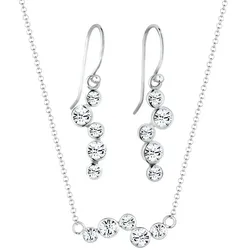 Elli Kristalle Rund (3.tlg) 925 Silber Schmuck-Set   Damen 