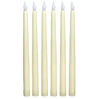 Set Mit 6 Elfenbeinfarbenen Led-kerzen Aus Kunststoff, Flammenlos, Mit Fernbedienung, Flackereffekt, Zur Dekoration